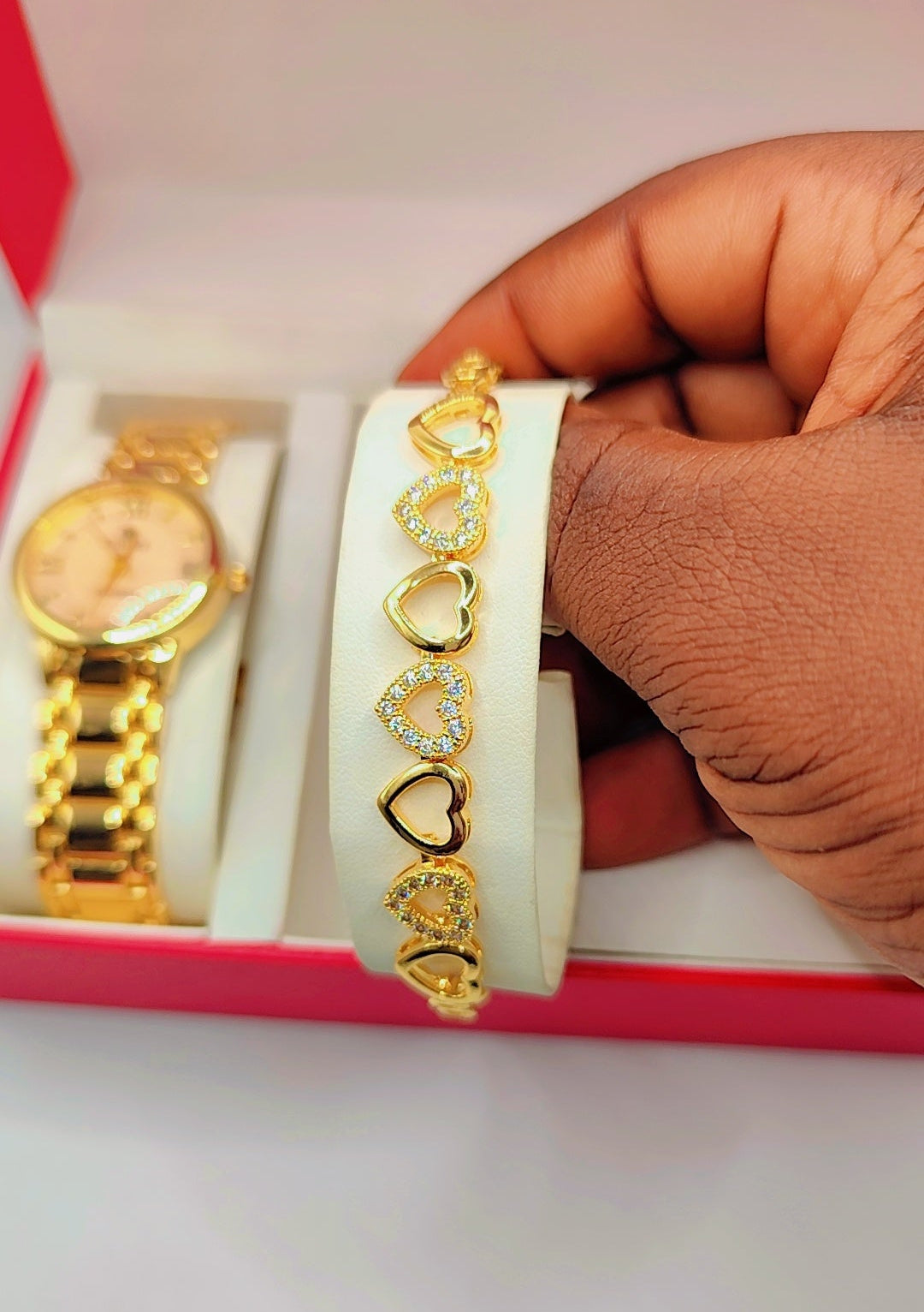 Coffret de bijoux de luxe pour femme aux motifs coeurs