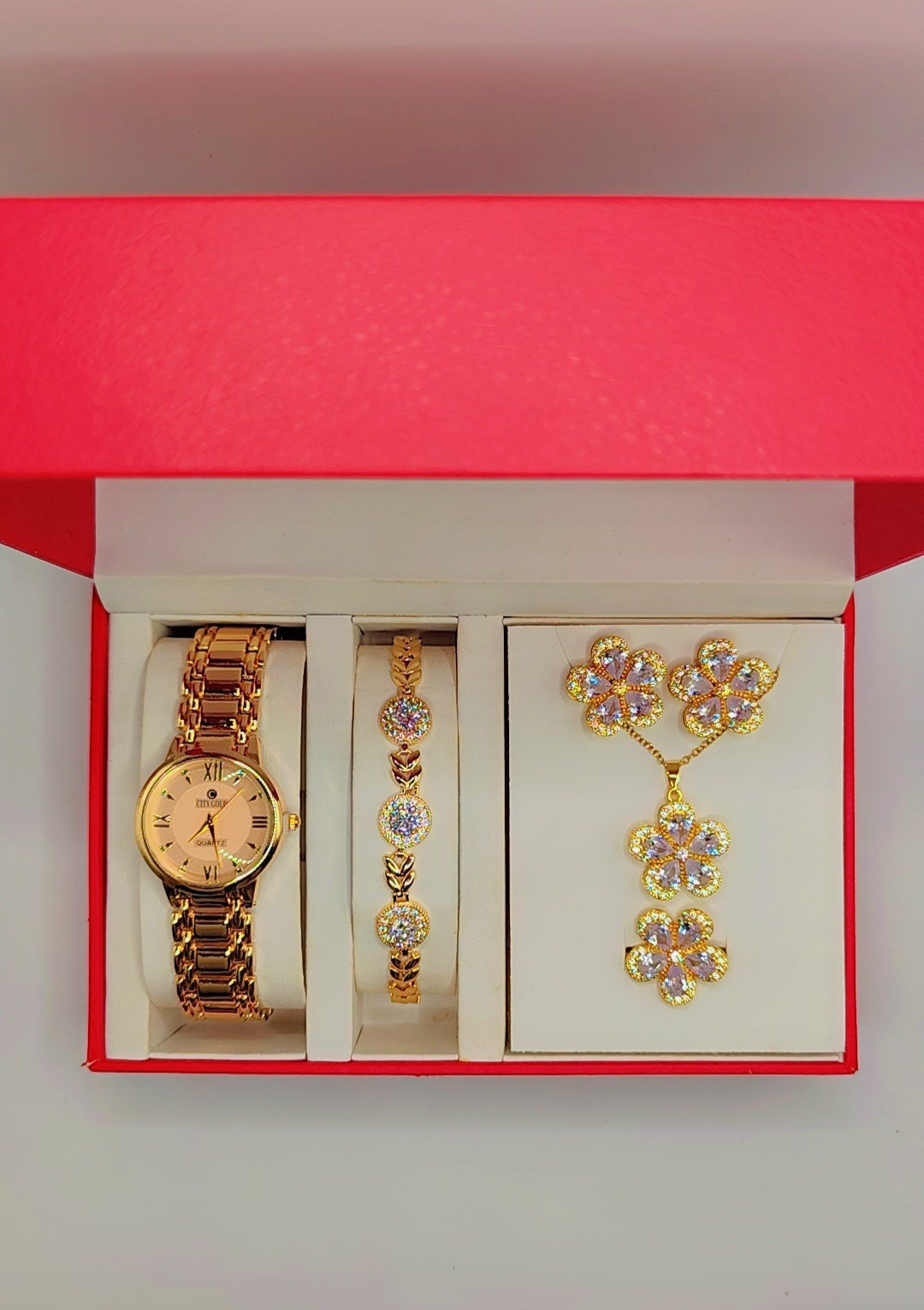 Coffret de bijoux de luxe pour femme aux motifs fleur tournesol