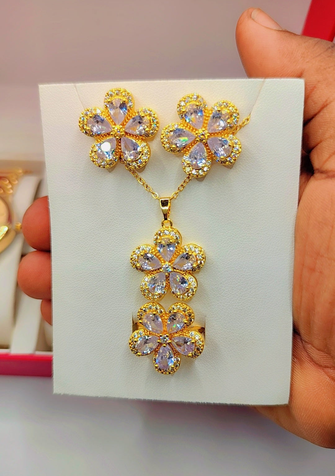 Coffret de bijoux de luxe pour femme aux motifs fleur tournesol