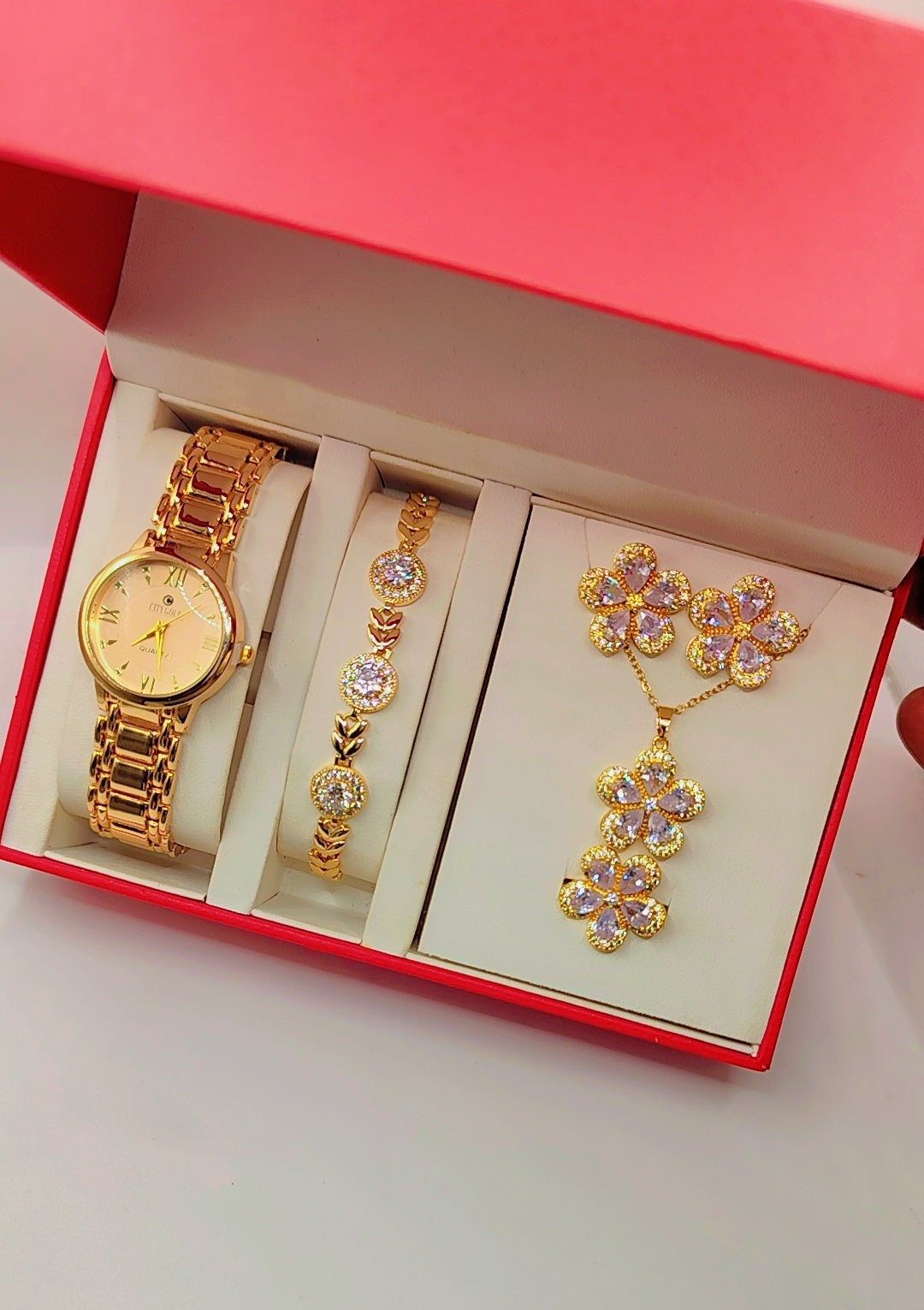 Coffret de bijoux de luxe pour femme aux motifs fleur tournesol
