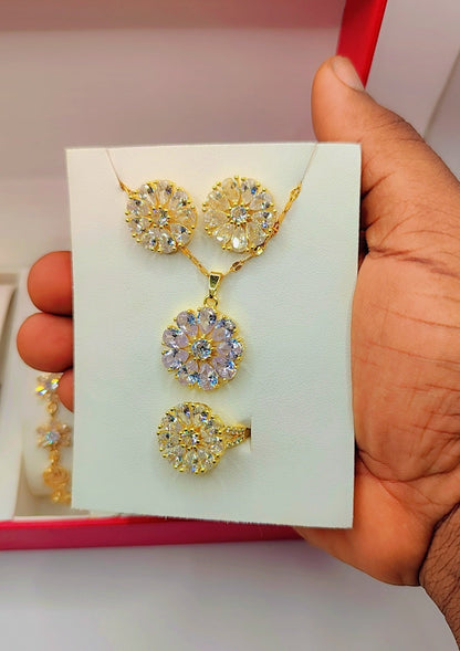 Coffret de bijoux de luxe pour femme aux motifs fleurs rose