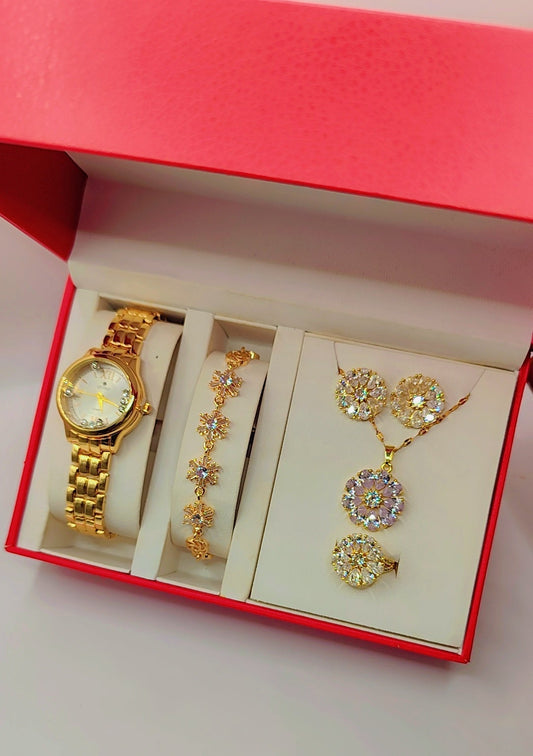 Coffret de bijoux de luxe pour femme aux motifs fleurs rose