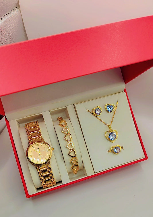 Coffret de bijoux de luxe pour femme aux motifs coeurs